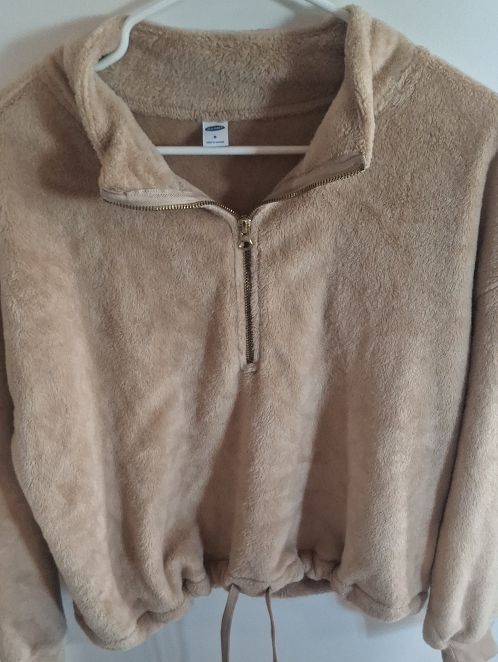 Plush Half-Zip Pullover Jacket in Beige